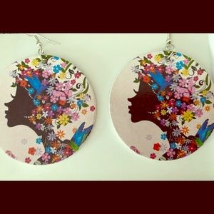 Brand new Round Wooden Afro-Centric Earrings